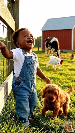 Laughing Baby & Playful Cavapoo Puppy at the Farm – Sweet & Heart-Melting Video for Moms