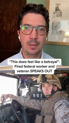 Doug Jackson, a service-disabled veteran, worked as and IRS public affairs officer until he received a reduction-in-force (RIF) notification last week and lost his job. MSNBC White House correspondent @laurabarronlopez spoke with Jackson, who expressed frustration over the Trump administration’s handling of veterans and federal workers. “The administration, in its messaging leading up to the election and since, has said they’re looking out for veterans, protecting service members. That just does