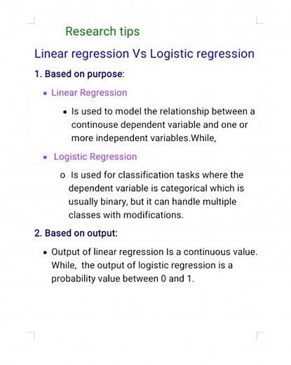 Linear regression Vs Logistic regression in research: #data #datascience #biostatistics #machinelearning #foryou #viral
