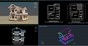 Duplex House 2D - 3D [DWG, MAX]