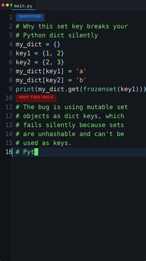 You Wrote This Bug Too: Why this set key breaks your Python dict silently