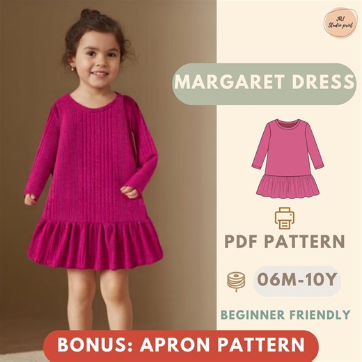 Cute Dress Sewing Pattern, Kids Pattern, Beginner Pattern, Sewing Pattern Ruffle Dress Pattern, Sewing Pattern Toddlers, Easy PDF Pattern - Etsy
