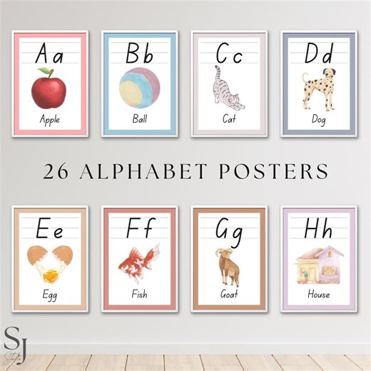 Alphabet Posters for Classroom Homeschool ABC Display Phonics Learning Preschool Printable - Etsy