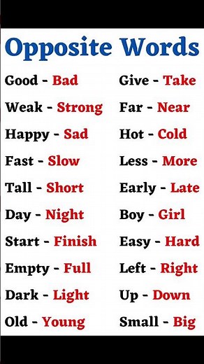 Opposite Words List | Learn 50+ Antonyms to Improve Your Vocabulary