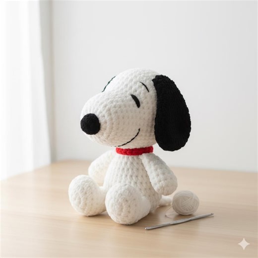 Crochet Snoopy Amigurumi Pattern PDF, Beginner Peanuts Plush Toy, Easy Step by Step Dog Crochet Tutorial for Crochet Snoopy Car Hanger - Etsy UK
