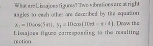 What are Lissajous figures? Two vibrations at right angles to e... | Filo
