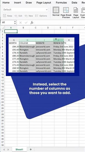 How to save time adding new columns or rows in Excel