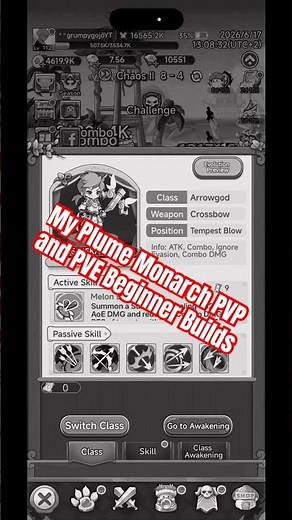 My Plume Monarch PVP and PVE Beginner Build in Legend of Mushroom
