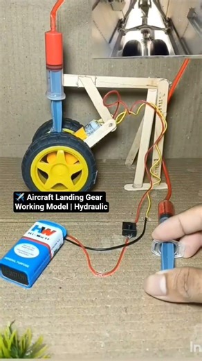 ✈️ Aircraft Landing Gear Working Model | Hydraulic #dcmotor #shorts #viral #experiment