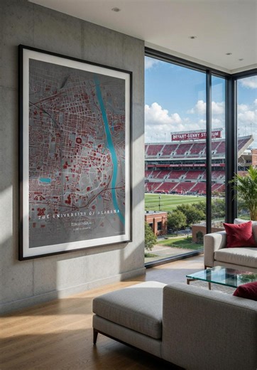 The University of Alabama Map Print | City Street Map Poster | Alabama Wall Art | Minimalist Map Decor - Etsy