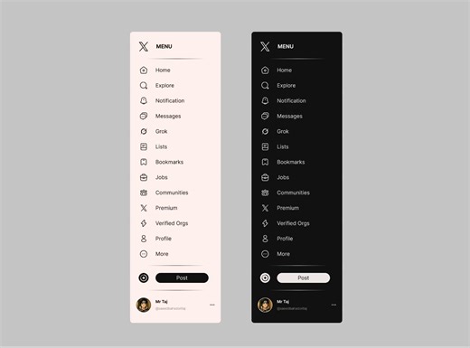 Interactive Sidebar - X Twitter App Menu Redesign