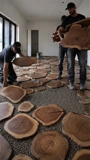 Amazing Polished Wood Slices Epoxy Floor Transformation | Satisfying Resin Floor Time-Lapse #shorts