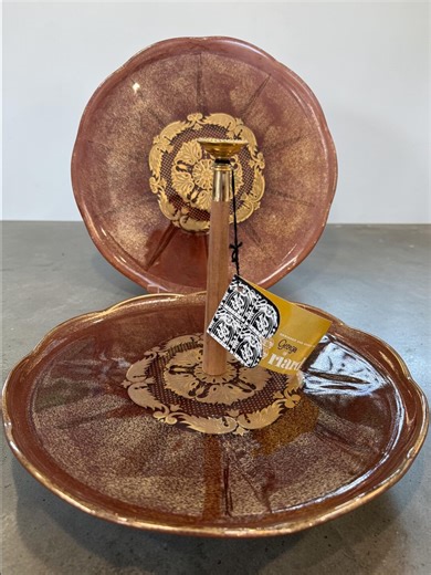 A Pair of Vintage George Briard Henna Mandala Serving Plates with Original Store Tag