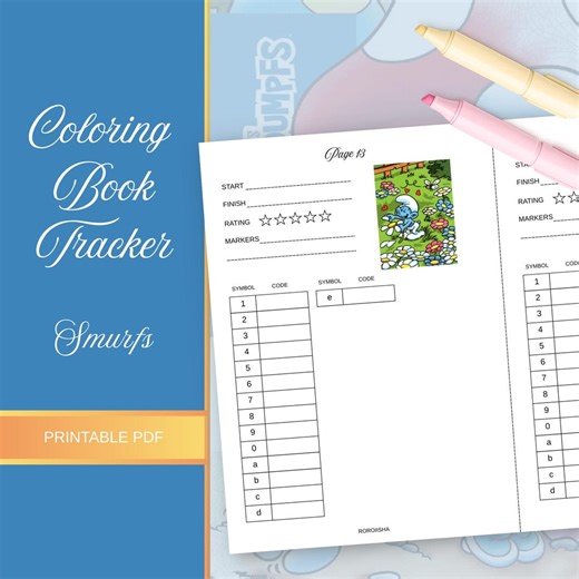 Tracker Coloring Book Smurfs Color by Number Tracker Page Printable Marker Color Code PDF Coloring Log Instant Download Digital - Etsy UK