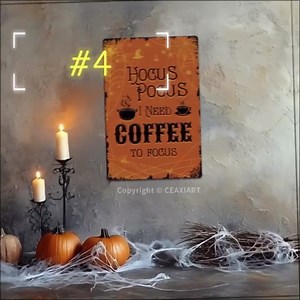 Halloween Decorations Hocus Pocus I Need Coffee To Focus Black Metal Tin Signs Vintage Halloween Retro Art Poster Home Decor Kitchen Bar Cafe Porch Patio Yard Outdoor 12x8 Inch Hanging Plaque