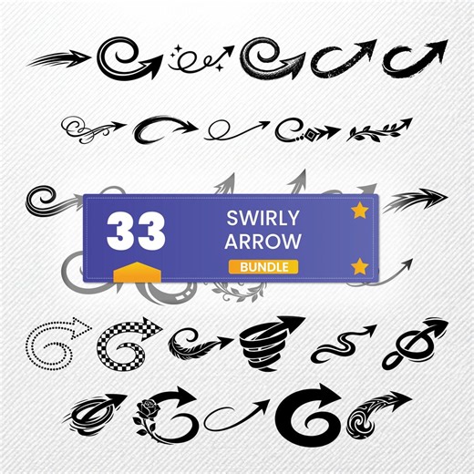 Swirly Arrow SVG Bundle | 33 Vector Clipart | PNG EPS Dxf Pdf | Illustration Files - Etsy