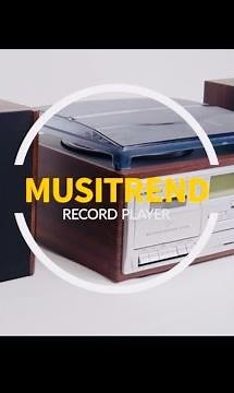 MUSITREND 10 in 1 Record Player with External Speakers,3 Speed Bluetooth Turntable Vinyl Player