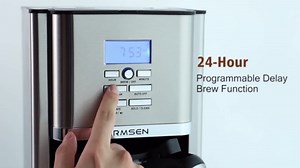 AIRMSEN 12-Cup Programmable Drip Coffee Maker, Stainless Steel Auto Brew with 3 Temperature Settings, 4-Hour Keep Warm & Reusable Filter, Silver