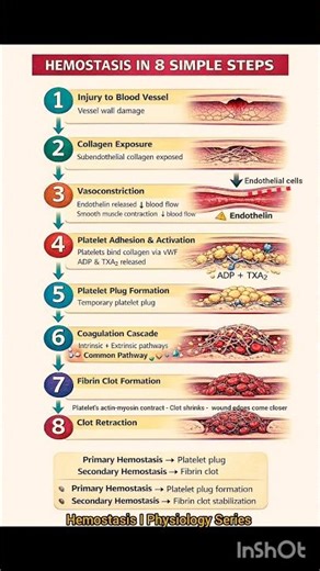 Hemostasis in 8 Simple Steps | How Blood Stops Bleeding #humanphysiology #biology #biologylecture