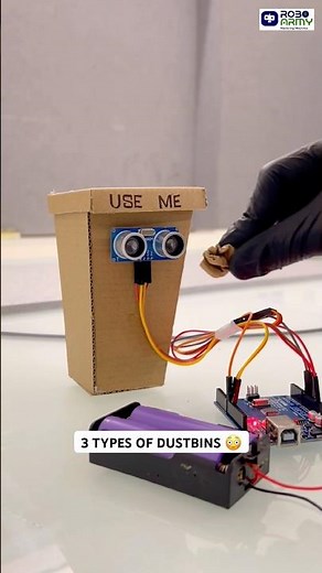 types of smart dustbins 😳🗑️From simple to futuristic 🤖 #techreels #roboarmy #arduinoproject