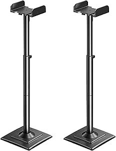 Speaker Stands Pair, 34"-43.3" Height Adjustable, Max 11 lbs, Cable Conceal