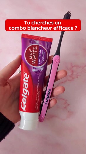 Tu cherches des produits efficaces pour un sourire éclatant de blancheur ? Essaie notre combo dentifrice Max White Purple Reveal brosse à dents Slim