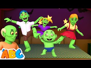 Five Funny Zombies Jumping On The Bed | Spooky Scary Song For Kids | All Babies Channel