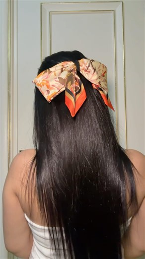 Easy Bandana Bow Hairstyle for Long Hair 🎀🧡