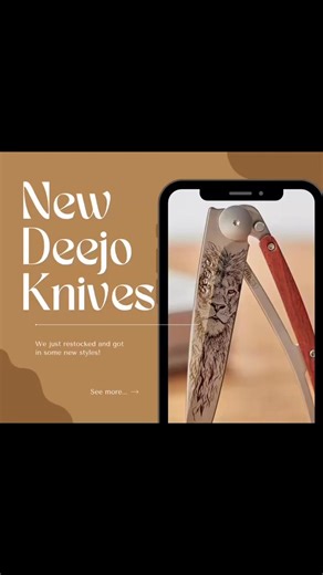 We just added some new Knives and restocked some of the original patterns to our website and our InStore Display! If you are thinking of a Deejo for a Holiday gift, don’t wait too long… these are going to go FAST! #womanveteranowned #melindasfinegifts #deejoknives #picayunemississippi | MeLinda's Fine Gifts | Facebook