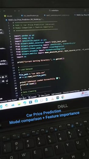 Car Price Prediction Model | comparison + Feature importance #datascience #internship #model