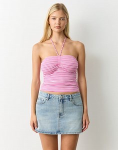 Stripe Ruched Halter Tie Top in Noah Stripe | Glassons