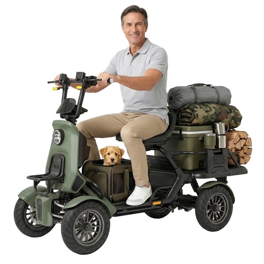 Nyddle Outdoor 4 Wheel Electric Mobility Scooter with Hopper,Heavy Duty All Terrain Scooter for Adults,500W Differential Motor,12 x 3.0" Wheels,27AH Long Range Portable Mobility Scooter,Green