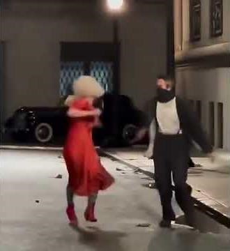 Christian Bale and Jessie Buckley on the set of Maggie Gyllenhaal’s ‘THE BRIDE’