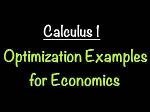 Optimization for Economics Applications | Calculus 1 | Math with Professor V