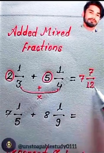 Mixed Fractions 🔥 #mixedfractions #math #mathematics #unstoapablestudy0111 | Unstoapablestudy0111