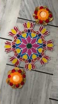 Simple rangoli design by using stencil😊#shorts​#rangoli#rangoliart​ #youtubeshorts​ #diwalirangoli​