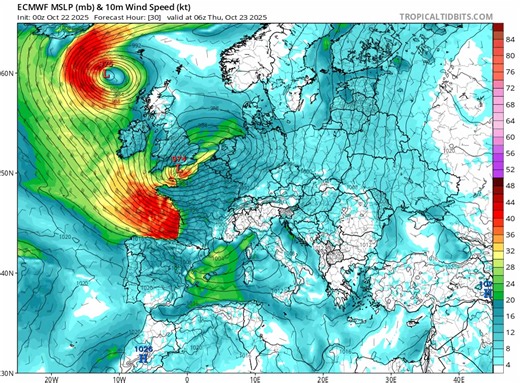 🌬️🌧️ Storm Benjamin The Technical Tale (with a dash of drama!) 🌧️🌬️ Powered by Everett King Bristol & Exeter Good evening everyone, If you’ve been wondering what’s cooking up out in the Atlantic meet Storm Benjamin, the latest troublemaker brewing just west of us. And he’s not your average gusty chap oh no, Benjamin is forming in quite the dramatic way! Here’s the science bit (don’t worry, I’ll translate): A sharpening upper trough is diving down from Greenland, meeting a frontal zone stretc