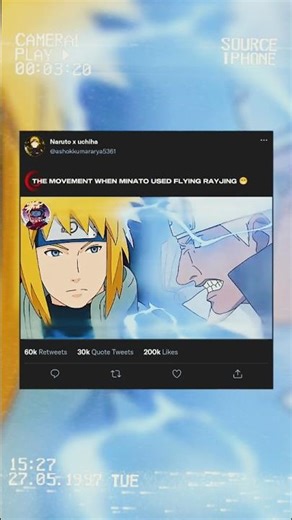 THE MOVEMENT WHEN MINATO USED FLYING RAYJING 😁#phonk #naruto #anime #narutokcm