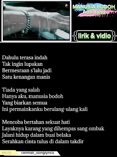 Lirik Lengkap Lagu Manusia Bodoh - Ada Band