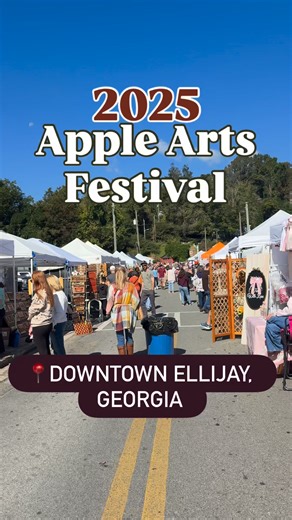 Happy 1st day of the Apple Arts Festival! 🎨✨ The Apple Arts Festival in Downtown Ellijay is the sister festival of the Georgia Apple Festival and happens on the same dates and times. This festival is perfect for capturing a small town’s fall feel. 🍁 With over 70 vendors specializing in handmade arts and crafts, apothecary goods, and fried food, wander through rows of authentic treasures waiting to be found. 🌮 Ready for the best part? The Apple Arts Festival is pet-friendly and accessible, and