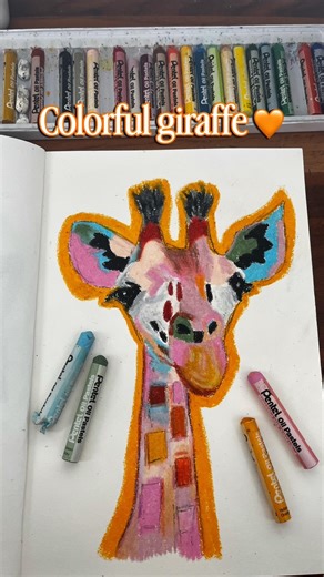 Oil Pastel Giraffe Drawing 🦒 #oilpastelart #smallartistsupport #giraffedrawing