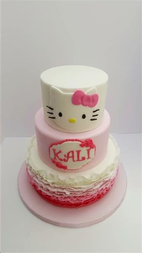 Hello Kitty Cake! Fondant hand made decorations #hellokitty #birthday #cakedecorating #custom #cake