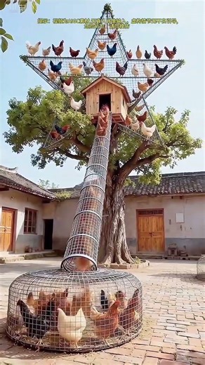 Star-Shaped Chicken Tree House | Creative Poultry Farming Idea 🌳🐓 #cages
