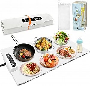 Anatole Electric Food Warmer 24"*15" Large Silicone Warming Mat Foldable Full Surface Warming Tray with 3 Adjustable Temperature Time for Buffets Parties