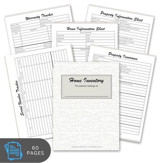 Home Inventory Binder | 60 Page Household Inventory & Insurance Documentation Bundle (digital Download) - Etsy