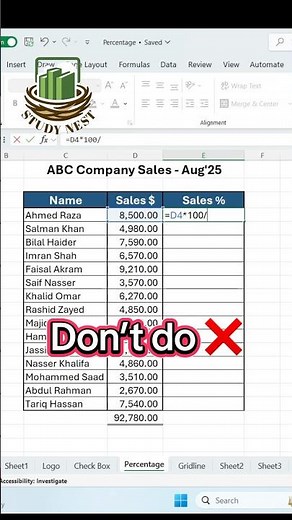 How to Calculate Percentage in Excel with Quick Analysis Tool