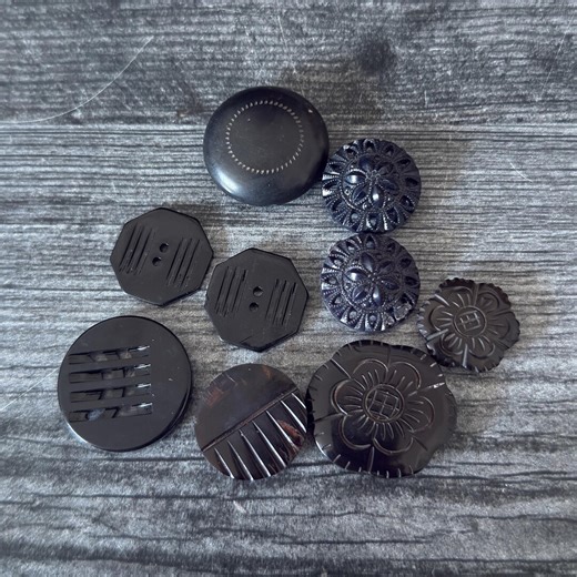 Lot of 9 Vintage Black Buttons - Retro Sewing - Craft Supply - Etsy