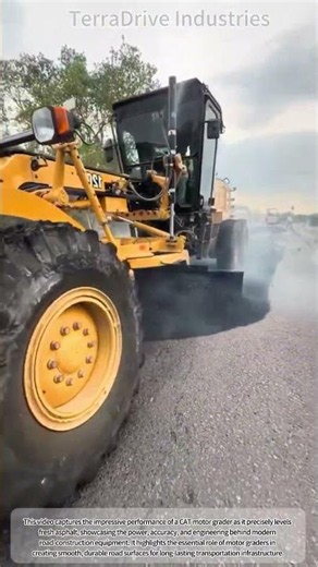 Satisfying Heavy Machinery: CAT Motor Grader Leveling Asphalt! 🏗️