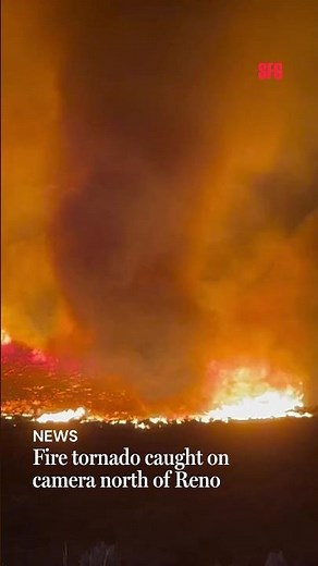 Massive wildfire erupts with fire tornado near Calif. border