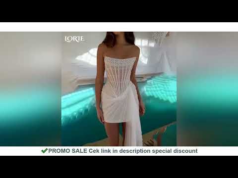 LORIE Sexy Short Wedding Dresses Pleats Strapless Pearls Bride Gowns Customized Corset Princess Brid